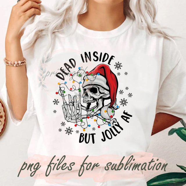 Dead Inside But Jolly AF Png, Skeleton Design Png, Holiday Sublimation, Christmas Santa Png, Christmas Light, Snowflakes Png, Winter Png, Digital Download Sublimation PrintingLife 