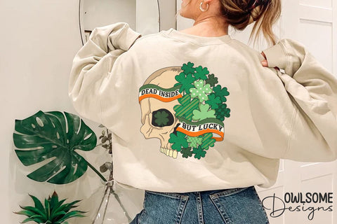 Dead Inside But Lucky Skull PNG Sublimation Owlsome.Designs 