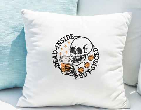 Dead inside, but spices embroidery design, Skull embroidery design, Halloween embroidery design, 4 sizes, instant download. Embroidery/Applique DESIGNS ArtEMByNatalia 