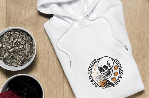 Dead inside, but spices embroidery design, Skull embroidery design, Halloween embroidery design, 4 sizes, instant download. Embroidery/Applique DESIGNS ArtEMByNatalia 