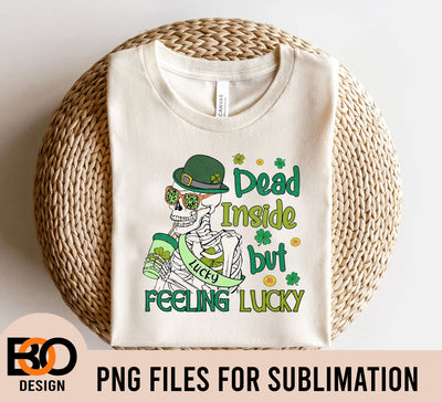 Dead Inside Feelin Lucky, Retro Lucky Skeleton PNG, ST Patricks Day, Digital File, Patrick's Day Sublimation, Png Digital Sublimation Sublimation BOO-design 
