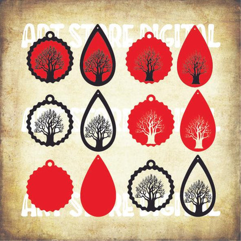 Dead Tree Earrings - Halloween SVG PNG DXF EPS Cut Files SVG Artstoredigital 