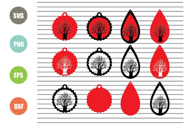 Dead Tree Earrings - Halloween SVG PNG DXF EPS Cut Files SVG Artstoredigital 