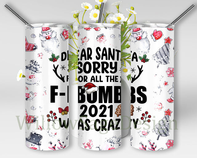 Dear Santa 20oz Tumbler Wrap, Fbomb Santa Tumbler Png, Merry Christmas Sublimation Design, Funny Xmas Design Png, Digital Download Sublimation WillowSageDesign 