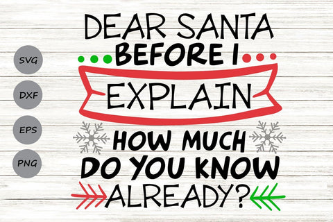 Dear Santa Before I Explain How Much Do You Know Already| Christmas SVG Cutting Files. SVG CosmosFineArt 