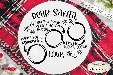 Dear Santa Christmas Eve Plate - Milk Cookies - SVG SVG Ewe-N-Me Designs 
