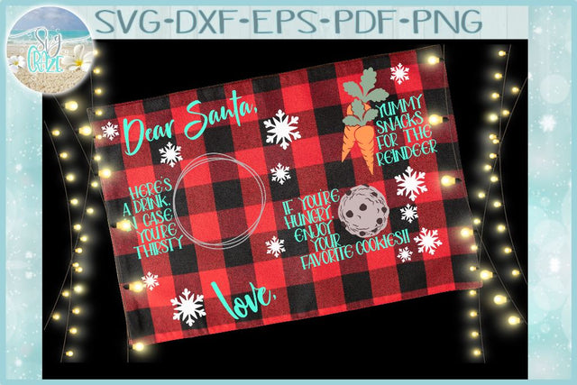 Dear Santa Cookies Snacks for Reindeer Rectangle Tray Placemat Letter SVG SVG Harbor Grace Designs