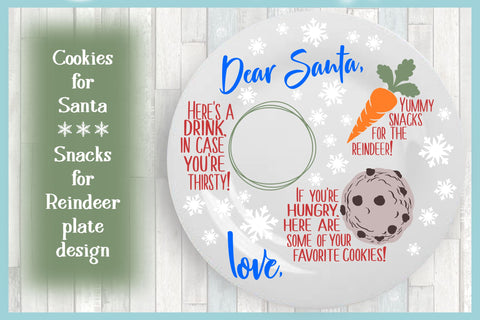 Dear Santa Cookies Snacks for Reindeer Round Plate Design SVG SVG Harbor Grace Designs 