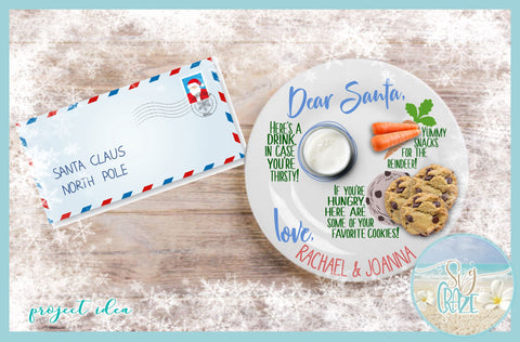 Dear Santa Cookies Snacks for Reindeer Round Plate Design SVG SVG Harbor Grace Designs 