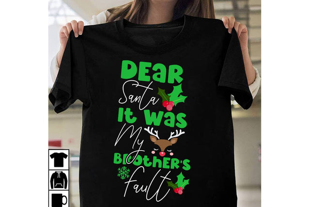 Dear Santa It Was My Brother's Fault SVG Cut File, Dear Santa It Was My Brother's Fault SVG Design, Christmas SVG Cut File, Christmas SVG Quotes, Merry Christmas SVG Design, Christnmas Sublimation PNG SVG BlackCatsMedia 
