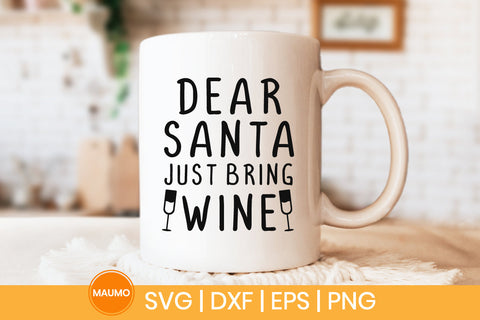 Dear Santa just bring wine, funny christmas svg quote SVG Maumo Designs 