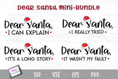 Dear Santa Mini Bundle - 4 Funny Christmas SVG Designs SVG Stacy's Digital Designs 