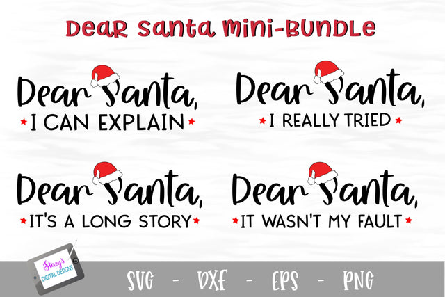 Dear Santa Mini Bundle - 4 Funny Christmas SVG Designs SVG Stacy's Digital Designs 