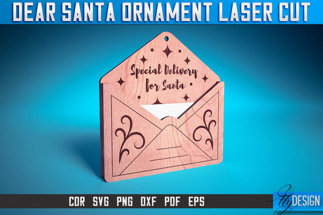 Dear Santa Ornament Laser Cut SVG | Christmas Laser Cut SVG Design | CNC Files SVG Fly Design 