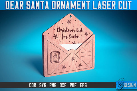 Dear Santa Ornament Laser Cut SVG | Christmas Laser Cut SVG Design | CNC Files SVG Fly Design 