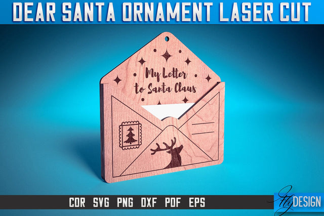 Dear Santa Ornament Laser Cut SVG | Christmas Laser Cut SVG Design | CNC Files SVG Fly Design 