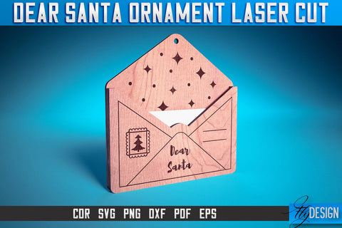 Dear Santa Ornament Laser Cut SVG | Christmas Laser Cut SVG Design | CNC Files SVG Fly Design 
