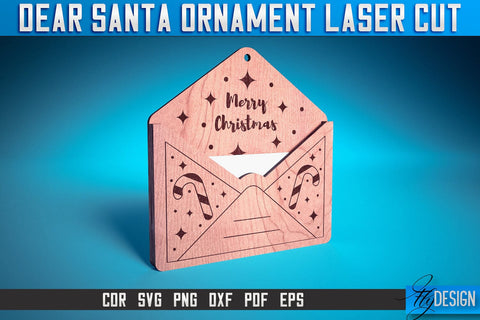 Dear Santa Ornament Laser Cut SVG | Christmas Laser Cut SVG Design | CNC Files SVG Fly Design 