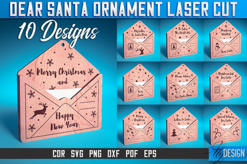 Dear Santa Ornament Laser Cut SVG | Christmas Laser Cut SVG Design | CNC Files SVG Fly Design 