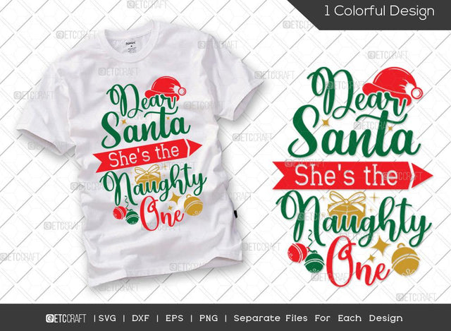 Dear Santa She's The Naughty One SVG Cut File | Christmas Svg | Siblings Christmas Shirt Svg | Merry Christmas Svg | Family Christmas Svg | Naughty Nice Svg | T-shirt Design SVG ETC Craft 