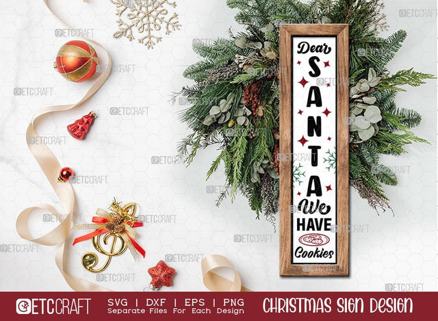 Dear Santa We Have Cookies Sign SVG Cut File | Merry Christmas Svg | Porch Sign | Christmas Door Hanger Svg | Farmhouse Decor Svg | Christmas Sign | Christmas Wood Sign Design SVG ETC Craft 