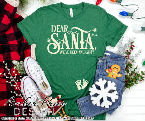 Dear Santa we've been naughty SVG | Christmas Pregnancy Reveal SVG PNG DXF | Winter Maternity SVG for Christmas SVG Amber Price Design 
