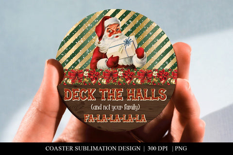Deck The Halls Funny Car Coaster Sublimation PNG Sublimation BijouBay 