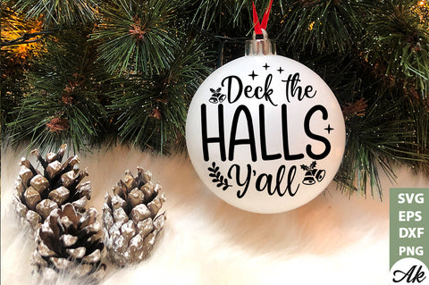 Deck the halls y'all Round Snig SVG akazaddesign 