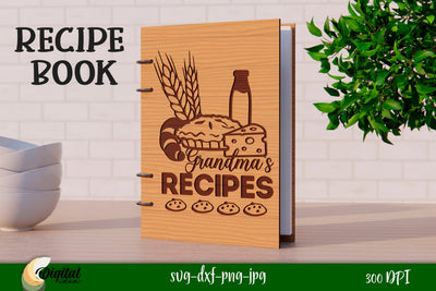 Decor SVG. Recipe book Laser Cut. 3D Kitchen Book Laser Cut. SVG Evgenyia Guschina 