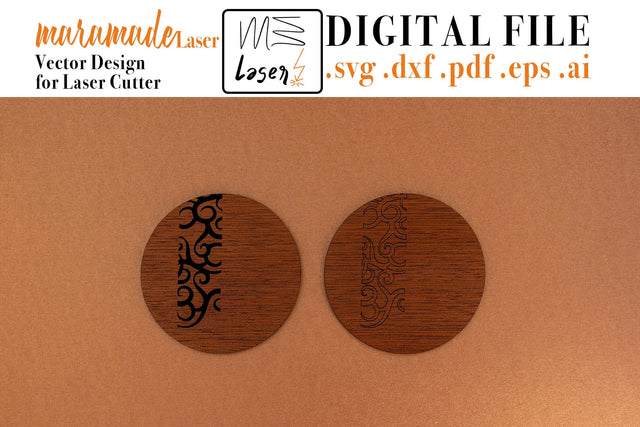 Decorated Coasters Digital Vector File for Laser Cutter. SVG MaramadeLaser 
