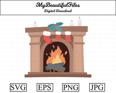 Decorated fireplace - Christmas SVG MyBeautifulFiles 