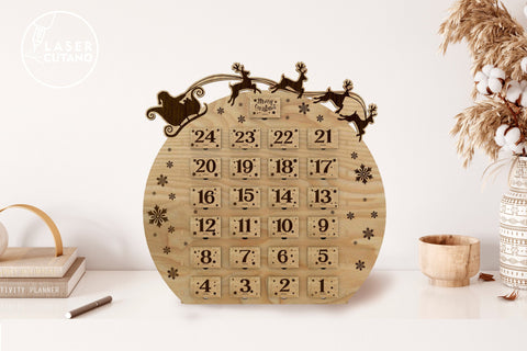 DECORATIVE ADVENT CALENDAR, Wood Cut, Multilayer Cut Files for Laser Cut Wood or Cricut, Paper Craft, Sign SVG, 3D Designs SVG LaserCutano 