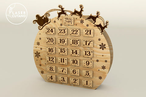 DECORATIVE ADVENT CALENDAR, Wood Cut, Multilayer Cut Files for Laser Cut Wood or Cricut, Paper Craft, Sign SVG, 3D Designs SVG LaserCutano 