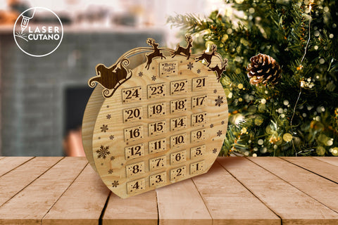 DECORATIVE ADVENT CALENDAR, Wood Cut, Multilayer Cut Files for Laser Cut Wood or Cricut, Paper Craft, Sign SVG, 3D Designs SVG LaserCutano 