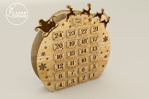DECORATIVE ADVENT CALENDAR, Wood Cut, Multilayer Cut Files for Laser Cut Wood or Cricut, Paper Craft, Sign SVG, 3D Designs SVG LaserCutano 
