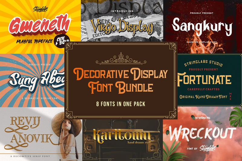Decorative Display Font Bundle Font StringLabs 
