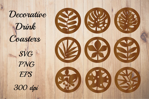 Decorative Drink Coasters SVG. Coasters Stencil. Laser Cut SVG Olga Terlyanskaya 