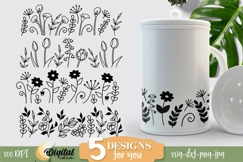 Decorative flower stickers | Bags with flowers | Mugs with Flowers | Shoppers with Flowers SVG Evgenyia Guschina 