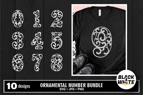 Decorative number 0 - 9 cut file svg bundle SVG vectorbundles 