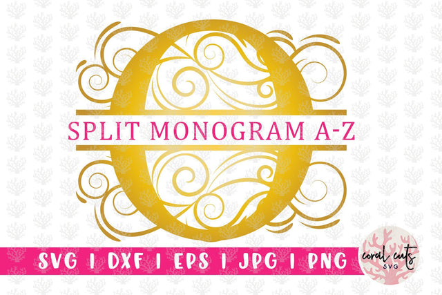 Decorative Swirl Split Monogram - Alphabets A to Z SVG CoralCutsSVG 