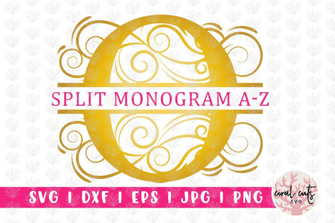 Decorative Swirl Split Monogram - Alphabets A to Z SVG CoralCutsSVG 