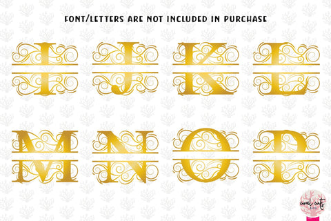 Decorative Swirl Split Monogram - Alphabets A to Z SVG CoralCutsSVG 
