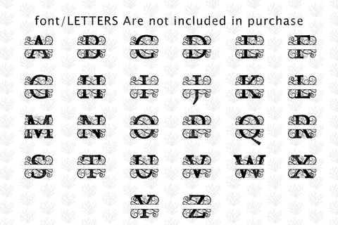 Decorative Swirls Split Alphabet Monogram - Svg EPS DXF PNG File SVG CoralCutsSVG 