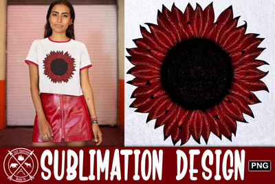 Deep Red Sunflower Sublimation|Sublimation PNG Sublimation Last Frontier Design Co. 