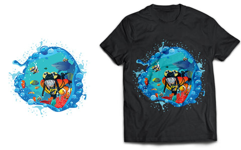 Deep Sea Scuba Diver Underwater SVG T-Shirt Design SVG naemmiah021 