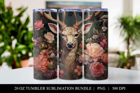 Deer 20 oz Skinny Tumbler Sublimation Design PNG Sublimation BijouBay 
