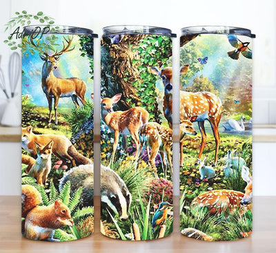 Deer 20oz Skinny Tumbler Png, Paint Deer Tumbler, Deer Tumbler Wrap, Forest Animal, Forest Deer Animal Tumbler, Coffee Tumbler, Digital Download Sublimation AdriOP 