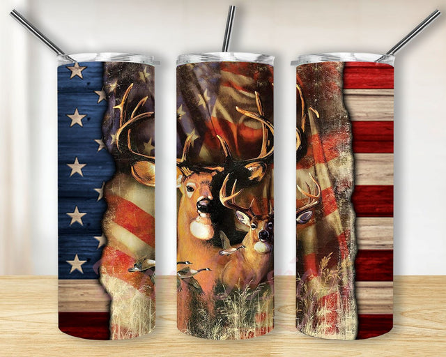 Deer 20oz Skinny Tumbler Sublimation Designs, 4th Of July for Straight Tapered Tumbler PNG File Digital Download, Hunting Tumbler PN Sublimation BouDesign 