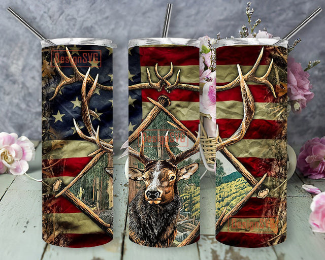 Deer 20oz Skinny Tumbler Sublimation Designs, 4th Of July for Straight/Tapered Tumbler PNG File Digital Download, Hunting Tumbler PNG Sublimation DesignSVG 