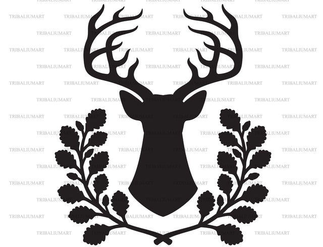 Deer and oak wreath SVG TribaliumArtSF 